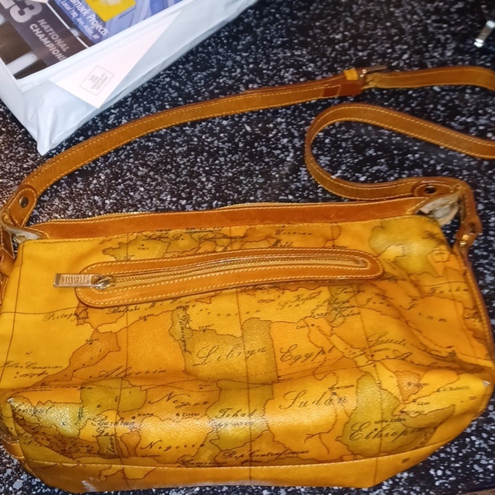 Alviero Martini Global Map Handbag, 13" x 7"